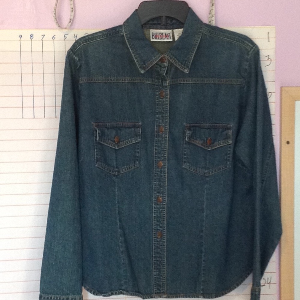BILL BLASS - women's, jean shirt, jacket sz L blue